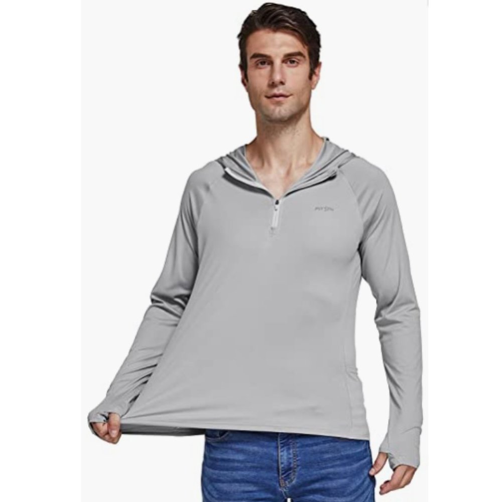 FitsT4 Men's UPF 50+ UV Sun Protection Performance Shirts Long Sleeve Grey XXL
